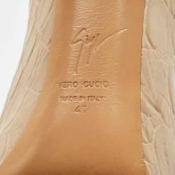 Pre Owned Giuseppe Zanotti Beige  Croc Embossed Leather Sharon Peep Toe Platform Pumps Size 41