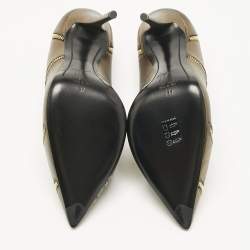 Pre Owned Giuseppe Zanotti Bronze Metallic Leather Zipper Accent Pumps Size 37