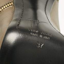 Pre Owned Giuseppe Zanotti Bronze Metallic Leather Zipper Accent Pumps Size 37