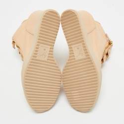 Pre Owned Giuseppe Zanotti Beige Leather Royce Chain Wedge Sneakers Size 39