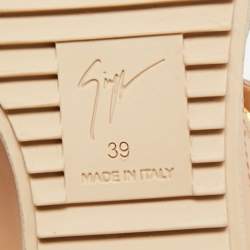 Pre Owned Giuseppe Zanotti Beige Leather Royce Chain Wedge Sneakers Size 39