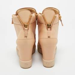 Pre Owned Giuseppe Zanotti Beige Leather Royce Chain Wedge Sneakers Size 39