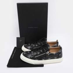 Pre Owned حذاء رياضي جوسيبي زانوتي فرانكي منخفض من الأعلى جلد بطبعة شعار أسود مقاس 39