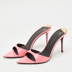 Pre Owned Giuseppe Zanotti Pink Patent Leather Intrigo Slide Sandals Size 38