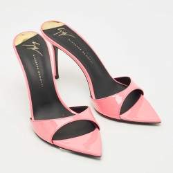 Pre Owned Giuseppe Zanotti Pink Patent Leather Intrigo Slide Sandals Size 38