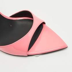 Pre Owned Giuseppe Zanotti Pink Patent Leather Intrigo Slide Sandals Size 38