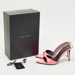 Pre Owned Giuseppe Zanotti Pink Patent Leather Intrigo Slide Sandals Size 38