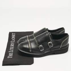 Pre Owned Giuseppe Zanotti Black Leather Monk Strap Oxford Size 36