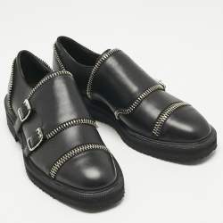Pre Owned Giuseppe Zanotti Black Leather Monk Strap Oxford Size 36