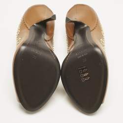 Pre Owned حذاء كعب عالي جوسيبي زانوتي جلد بني مرصع مقدمة مفتوحة مقاس 38