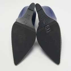 مملوكة مسبقًا حذاء كعب عالي جوسيبي زانوتي جلد أزرق مع سلسلة إسفين مقاس 37.5