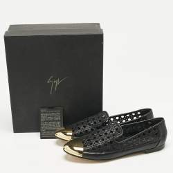Pre Owned Giuseppe Zanotti Black Leather Cap Toe Smoking Slippers Size 41
