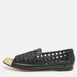 Pre Owned Giuseppe Zanotti Black Leather Cap Toe Smoking Slippers Size 41