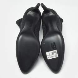 Pre Owned Giuseppe Zanotti Black Glitter Knit Fabric Ankle Boots Size 41