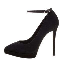 Pre Owned Giuseppe Zanotti Black Suede Ankle Strap Platform Pumps Size 40