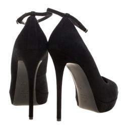 Pre Owned Giuseppe Zanotti Black Suede Ankle Strap Platform Pumps Size 40