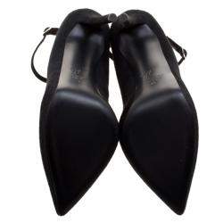 Pre Owned Giuseppe Zanotti Black Suede Ankle Strap Platform Pumps Size 40