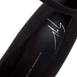 Pre Owned Giuseppe Zanotti Black Suede Ankle Strap Platform Pumps Size 40