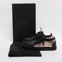 Pre Owned Giuseppe Zanotti Gail Size 38 Black/Rose Gold Leather Low Top Sneakers