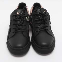 Pre Owned Giuseppe Zanotti Gail Size 38 Black/Rose Gold Leather Low Top Sneakers