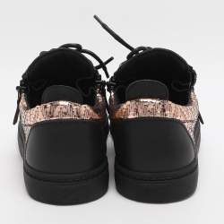 Pre Owned Giuseppe Zanotti Gail Size 38 Black/Rose Gold Leather Low Top Sneakers