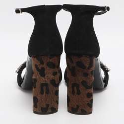 Pre Owned صندل بحزام للكاحل جوسييبي زانوتي سويدي أسود مزين بالكريستال مقاس 39