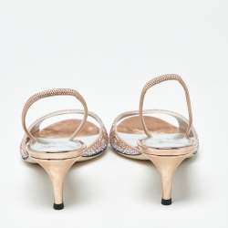 Pre Owned صندل جيوسيبى زانوتى ليليبث ستارلايت وردي شامواه مزين بالكريستال بحزام خلفي مقاس 36