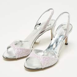 مملوكة مسبقًا Giuseppe Zanotti Lilibeth Size 37 Blush Pink Glitter Slingback Sandals