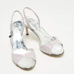 مملوكة مسبقًا Giuseppe Zanotti Lilibeth Size 37 Blush Pink Glitter Slingback Sandals