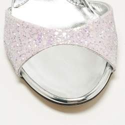 مملوكة مسبقًا Giuseppe Zanotti Lilibeth Size 37 Blush Pink Glitter Slingback Sandals