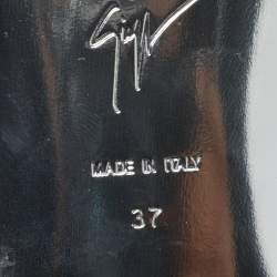 Pre Owned Giuseppe Zanotti Turchesite Size 37 White Suede Crystal Embellished Flat Slide Sandals