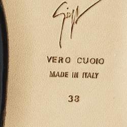 Pre Owned Giuseppe Zanotti Size 38 Silver Leather Crystal Embellished Ballet Flats