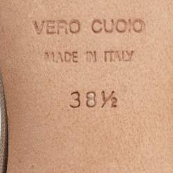 Pre Owned Giuseppe Zanotti Size 38.5 Gold Leather Crystal Embellished Ankle Strap Sandals