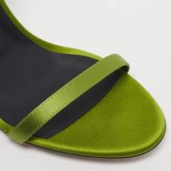 Pre Owned Giuseppe Zanotti Adele Size 38 Green Satin Crystal Embellished  Ankle Strap Sandals