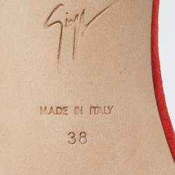 Pre Owned Giuseppe Zanotti Size 38 Red Suede Crystal Embellished Ankle Strap Sandals