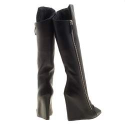 Pre Owned بوت للركبة جوسيبي زانوتي غواز جلد أسود وبطانة فرو مقاس 37