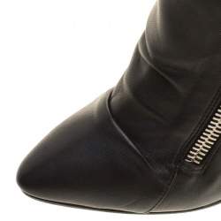 Pre Owned بوت للركبة جوسيبي زانوتي غواز جلد أسود وبطانة فرو مقاس 37