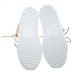 Pre Owned Giuseppe Zanotti Peach Croc Embossed Leather London High Top Sneakers Size 41