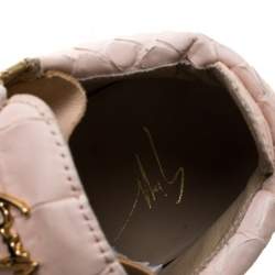 Pre Owned Giuseppe Zanotti Peach Croc Embossed Leather London High Top Sneakers Size 41