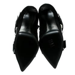 مملوكة مسبقًا Giuseppe Zanotti Black Buckled Suede Platform Ankle Boots Size 38