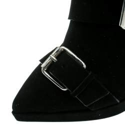 مملوكة مسبقًا Giuseppe Zanotti Black Buckled Suede Platform Ankle Boots Size 38