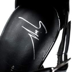 Giuseppe Zanotti Black Patent Leather Lauren Metal Cage Heel Strappy Sandals Size 36