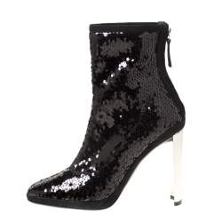 Giuseppe Zanotti Black Sequin Ankle Boots Size 39