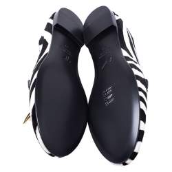 Pre Owned  Giuseppe Zanotti Zebra Print Calfhair Shark Tooth Smoking Slippers Size 40