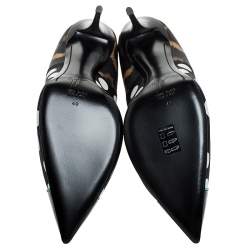 Pre Owned  حذاء كعب عالي جوسيبي زانوتي بمقدمة مدببة ايفت جلد لامع وساتان تنقيط بولكا/ فهد متعدد الألوان مقاس 40