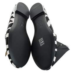 Pre Owned Giuseppe Zanotti Zebra Print Calfhair Lucia Shark Tooth Smoking Slippers Size 38.5