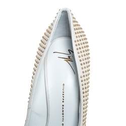 Giuseppe Zanotti White Leather Studded Pointed Toe Pumps Size 38.5