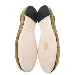 Pre Owned Giuseppe Zanotti Gold Foil Leather Malika Cap Toe Ballet Flats Size 38