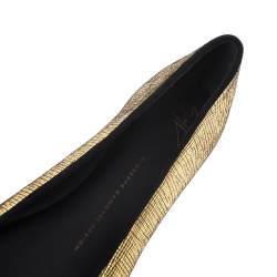 Pre Owned Giuseppe Zanotti Gold Foil Leather Malika Cap Toe Ballet Flats Size 38
