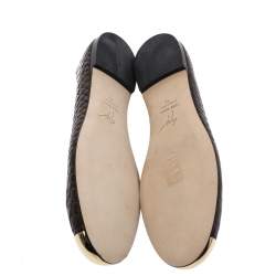 Pre Owned Giuseppe Zanotti Brown Python Embossed Leather Malika Cap Toe Ballet Flats Size 38